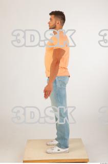 Whole body orange tshirt light blue jeans of Harold 0003